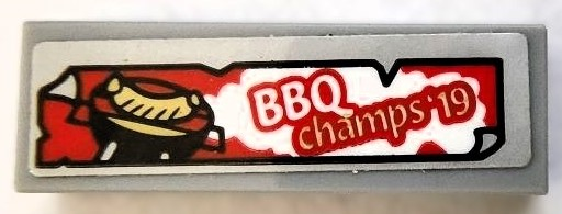 Tile 1 x 3 with 'BBQ champs'19' and Hot Dog on Grille Pattern (Sticker) - Set 70436