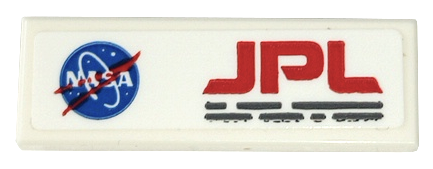 Tile 1 x 3 with Blue and Red NASA and JPL Logos and Black Text Pattern (Sticker) - Set 42158