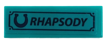 Tile 1 x 3 with Dark Blue Horseshoe and 'RHAPSODY' Pattern (Sticker) - Set 41683