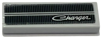 Tile 1 x 3 with Black Vehicle Grille and 'Charger' Pattern (Sticker) - Set 76912