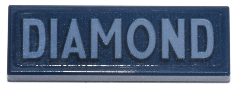 Tile 1 x 3 with Black and Sand Blue 'DIAMOND' Pattern (Sticker) - Set 76271