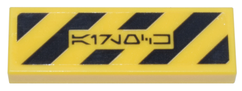 Tile 1 x 3 with Black Danger Stripes and Aurebesh Characters 'AIR LOCK' Pattern (Sticker) - Set 75357