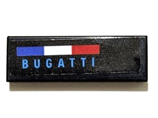 Tile 1 x 3 with Blue, White and Red French Flag and Dark Azure 'BUGATTI' Pattern Model Left Side (Sticker) - Set 42162