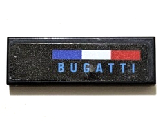Tile 1 x 3 with Blue, White and Red French Flag and Dark Azure 'BUGATTI' Pattern Model Right Side (Sticker) - Set 42162