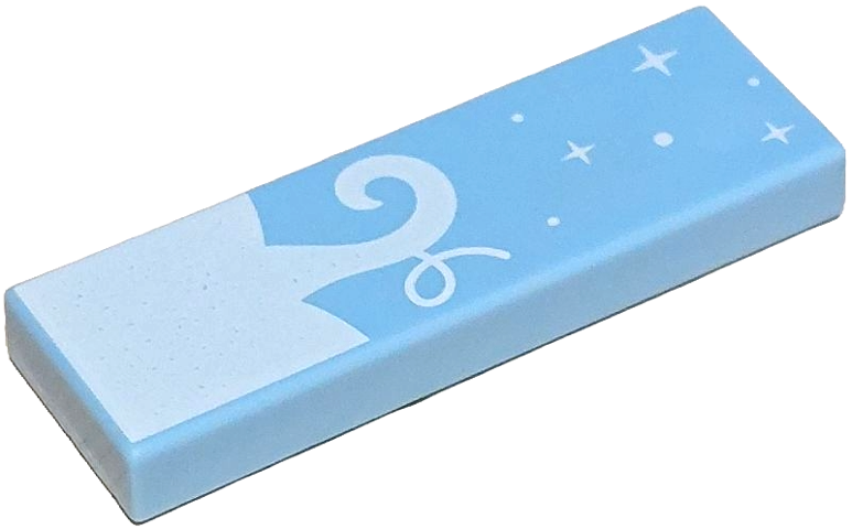 Tile 1 x 3 with White Pumpkin Top, Stem, Dots and Sparkles Pattern