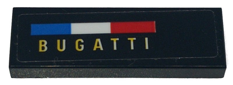 Tile 1 x 3 with Blue, White and Red French Flag and Yellow 'BUGATTI' Pattern Model Left Side (Sticker) - Set 42151