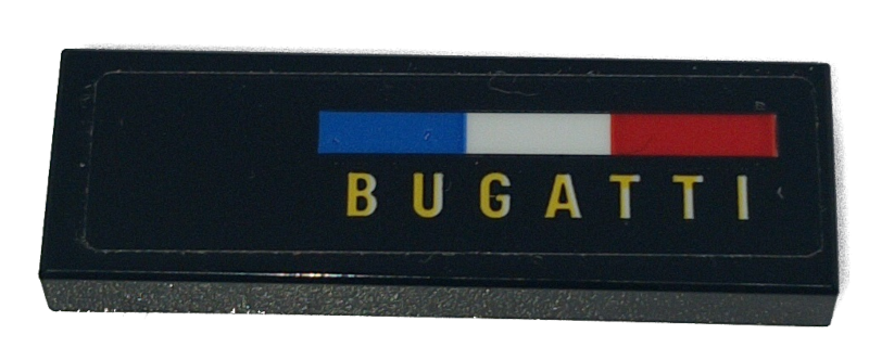 Tile 1 x 3 with Blue, White and Red French Flag and Yellow 'BUGATTI' Pattern Model Right Side (Sticker) - Set 42151