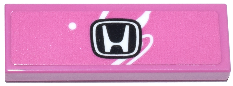 Tile 1 x 3 with White Curved Lines and Dot and Black Honda Logo Pattern (Sticker) - Set 77241