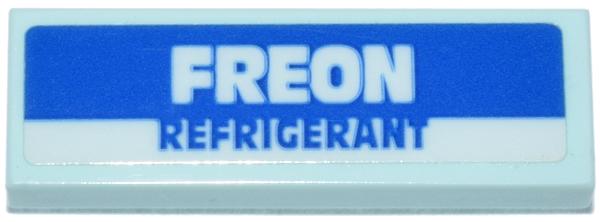 Tile 1 x 3 with 'FREON REFRIGERANT' on Blue Stripe Pattern (Sticker) - Set 70657