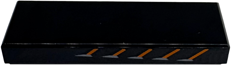 Tile 1 x 3 with Orange Diagonal Lines and Dark Silver Air Vent Highlights Pattern Model Left Side