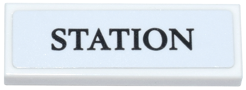 Tile 1 x 3 with Black 'STATION' Pattern (Sticker) - Set 76457