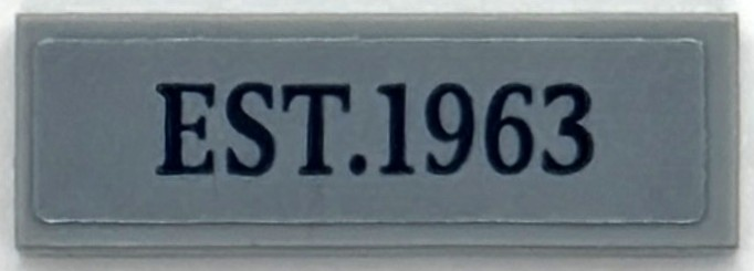 Tile 1 x 3 with Dark Bluish Gray 'EST.1963' Pattern (Sticker) - Set 76294