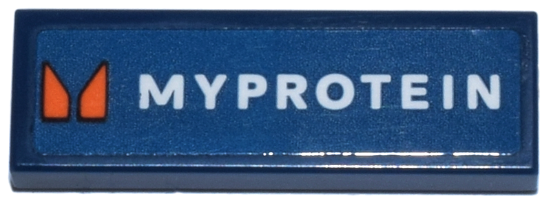 Tile 1 x 3 with White 'MYPROTEIN' and Orange Trapezoids Logo Pattern (Sticker) - Set 77249