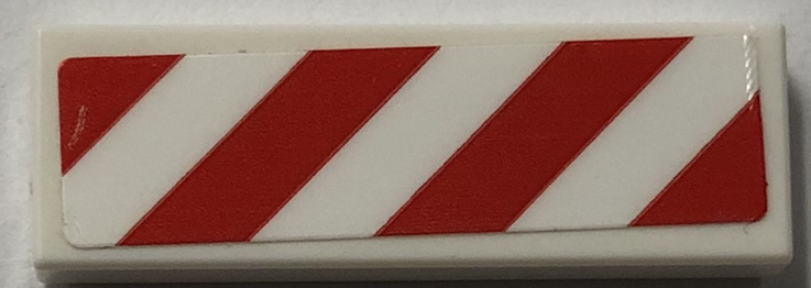 Tile 1 x 3 with Red and White Danger Stripes Pattern Model Right Side (Sticker) - Set 60386