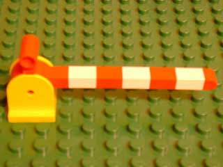 Duplo, Train Crossing Gate Base with Red Duplo, Train Crossing Gate Crossbar with Large Handle with White Stripes Pattern
