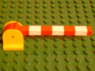 Duplo, Train Crossing Gate Base with Red Duplo, Train Crossing Gate Crossbar with Small Handle with White Stripes Pattern (6405 / 6406bpb01)