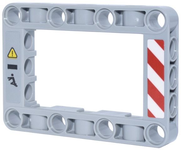 Technic, Liftarm, Modified Frame Thick 5 x 7 Open Center with Red and White Danger Stripes and Black Exclamation Mark in Yellow Danger Triangle Pattern Model Right Side (Stickers) - Set 42146