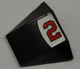 Wedge 4 x 3 Triple Curved No Studs with Red Number 2 and Silver Line on Black and White Background Pattern (Sticker) - Set 8125