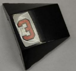 Wedge 4 x 3 Triple Curved No Studs with Red Number 3 and Silver Line on Black and White Background Pattern (Sticker) - Set 8125