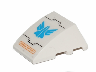 Wedge 4 x 3 Triple Curved No Studs with Dark Azure Galaxy Squad Logo and Orange 'MISSILE BATTERY' Pattern (Sticker) - Set 70701