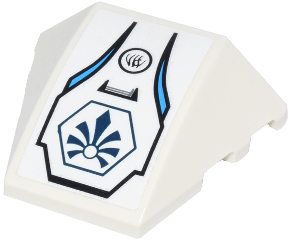 Wedge 4 x 3 Triple Curved No Studs with Dark Blue Chima Logo in Hexagon and Dark Azure Curved Lines Pattern (Sticker) - Set 70007