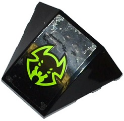 Wedge 4 x 3 Triple Curved No Studs with Black and Lime Bat Head Pattern (Sticker) - Set 70132