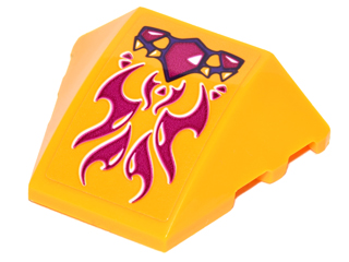 Wedge 4 x 3 Triple Curved No Studs with Magenta Geometric Dragon Scales and Swirls Pattern (Sticker) - Set 41175