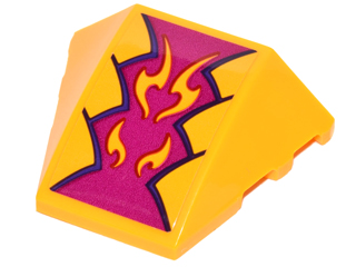 Wedge 4 x 3 Triple Curved No Studs with Magenta and Bright Light Orange Geometric Dragon Scales Pattern (Sticker) - Set 41175