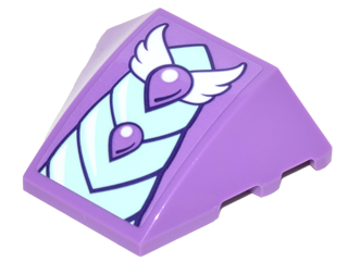 Wedge 4 x 3 Triple Curved No Studs with Bright Light Blue and Medium Lavender Dragon Scales and White Wings Pattern (Sticker) - Set 41178