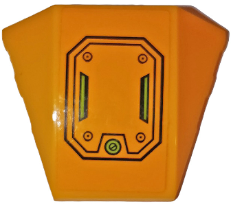 Wedge 4 x 3 Triple Curved No Studs with Black Octagonal Hatch and Lime Screw and Vents Pattern (Sticker) - Set 76059