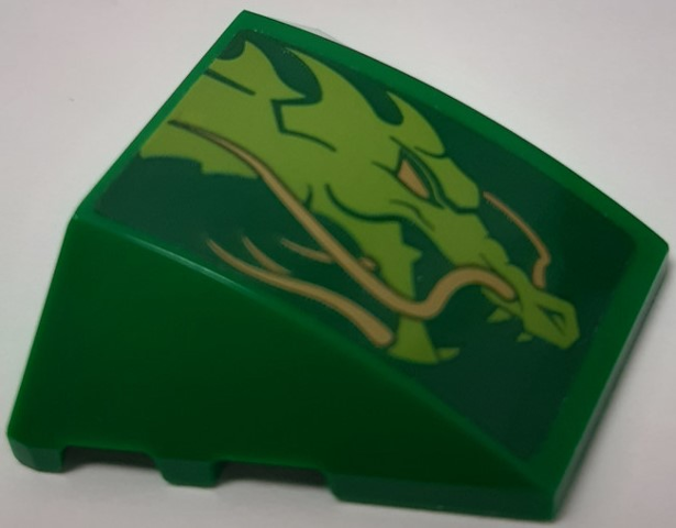 Wedge 4 x 3 Triple Curved No Studs with Dragon Head Pattern Model Right Side (Sticker) - Set 70641