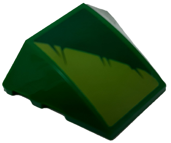 Wedge 4 x 3 Triple Curved No Studs with Lime and Green Triangles with Scratch Marks Pattern Model Left Side (Sticker) - Set 70641