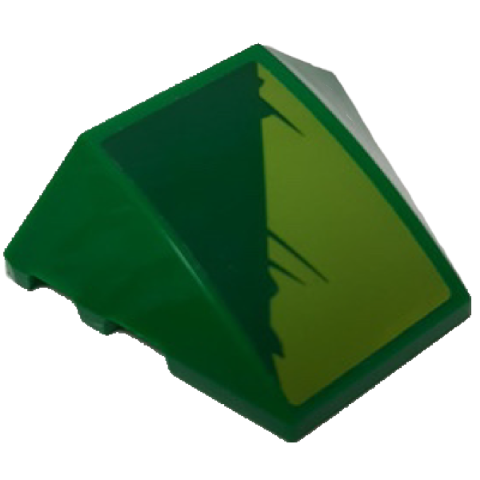 Wedge 4 x 3 Triple Curved No Studs with Lime and Green Triangles with Scratch Marks Pattern Model Right Side (Sticker) - Set 70641