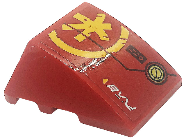 Wedge 4 x 3 Triple Curved No Studs with Bright Light Orange Ninjago K Symbol Pattern Model Left Side (Sticker) - Set 71755