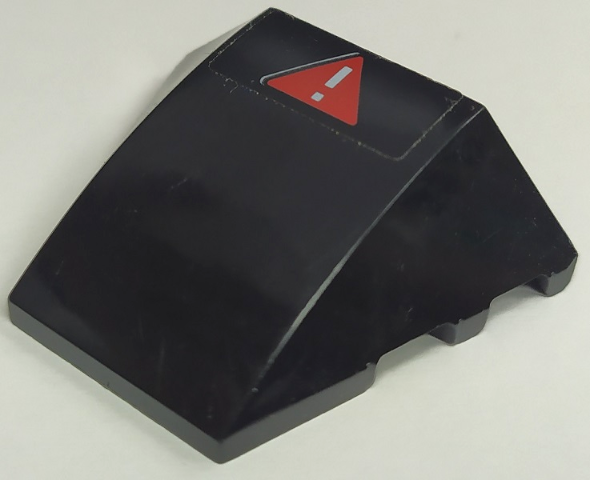 Wedge 4 x 3 Triple Curved No Studs with White Exclamation Mark in Red Warning Triangle Pattern (Sticker) - Set 70908