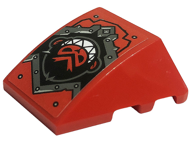 Wedge 4 x 3 Triple Curved No Studs with Dark Bluish Gray Metal Plates, Rivets and Monkey Head Pattern (Sticker) - Set 80033