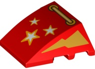 Wedge 4 x 3 Triple Curved No Studs with Gold Lightning Bolts, Stars, and Bar Handle Pattern