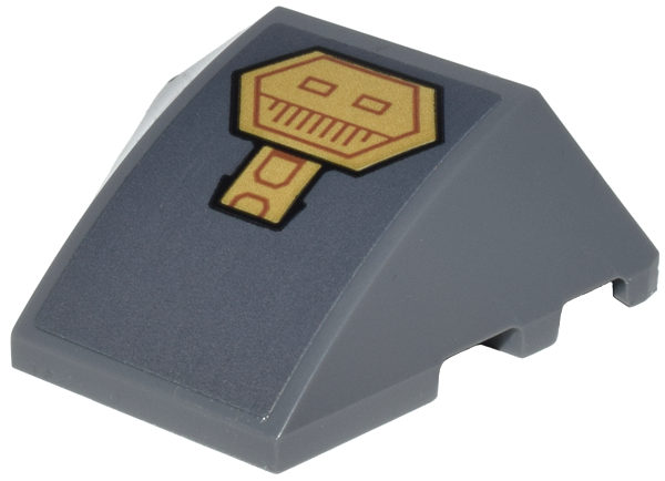 Wedge 4 x 3 Triple Curved No Studs with Gold Hexagon and Square Panels with Dark Orange Lines Pattern (Sticker) - Set 76210