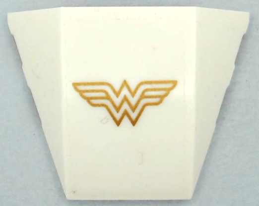 Wedge 4 x 3 Triple Curved No Studs with Gold Wonder Woman Logo Pattern (Sticker) - Set 41239