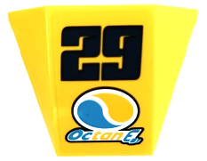 Wedge 4 x 3 Triple Curved No Studs with Black Number 29, Octan Logo and 'Octan E' Pattern (Sticker) - Set 60256