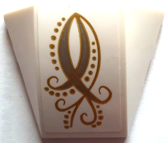 Wedge 4 x 3 Triple Curved No Studs with Gold Elves Scrollwork and Dots Pattern (Sticker) - Set 41195