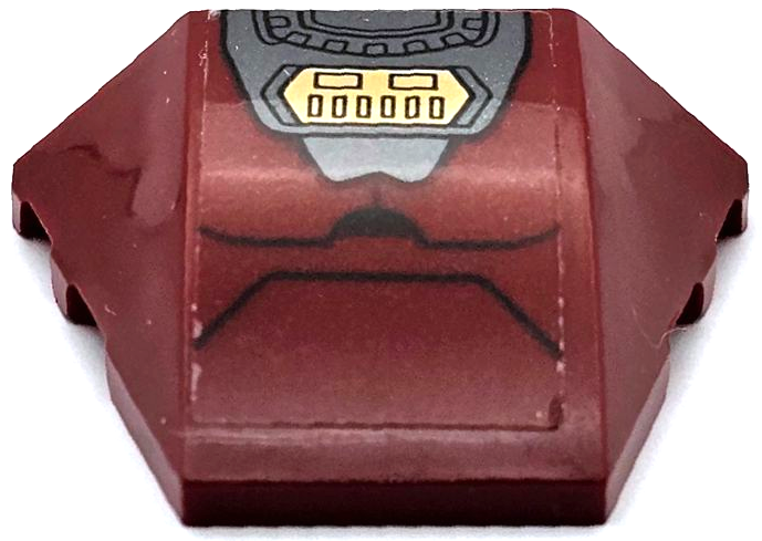 Wedge 4 x 3 Triple Curved No Studs with Gold, Dark Red and Dark Bluish Gray Iron Man Hulkbuster Armor Plates Pattern (Sticker) - Set 76105