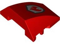 Wedge 4 x 3 Triple Curved No Studs with Black and Silver Fire Logo Badge Pattern