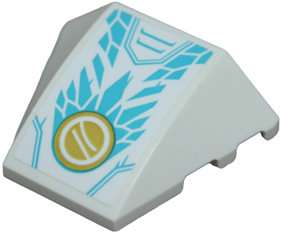 Wedge 4 x 3 Triple Curved No Studs with Medium Azure Lines and Scales, Ninjago Logogram Letter Z in Gold Circle Pattern (Sticker) - Set 71816