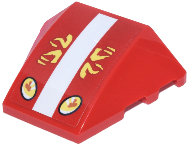 Wedge 4 x 3 Triple Curved No Studs with Wide White Stripe, Bright Light Yellow Alien Characters and Black Oval Headlights Pattern (Sticker) - Set 43268