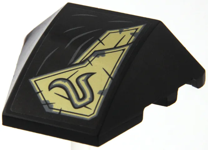 Wedge 4 x 3 Triple Curved No Studs with Gold Armor Plates and Silver Scratches Pattern Model Right Side (Sticker) - Set 71772