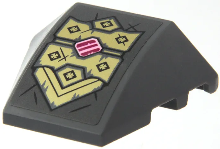 Wedge 4 x 3 Triple Curved No Studs with Gold Armor Plates, Spikes and Magenta Highlights Pattern (Sticker) - Set 71772