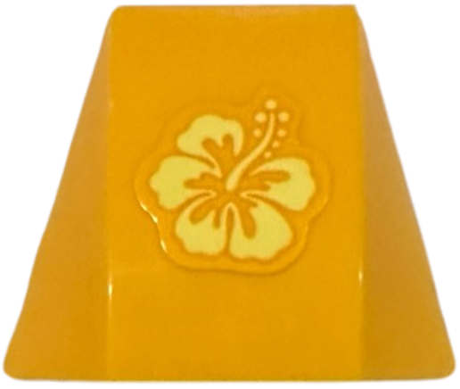 Wedge 4 x 3 Triple Curved No Studs with Bright Light Yellow Hibiscus Flower Pattern Model Left Side (Sticker) - Set 43249