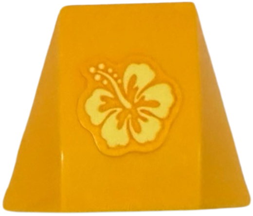 Wedge 4 x 3 Triple Curved No Studs with Bright Light Yellow Hibiscus Flower Pattern Model Right Side (Sticker) - Set 43249