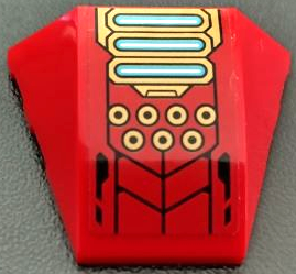 Wedge 4 x 3 Triple Curved No Studs with Gold Circles, Armor Plates and White and Medium Azure Lights Pattern (Sticker) - Set 71765